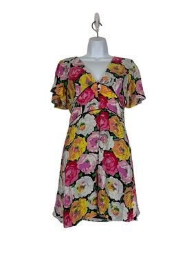 Zara Trafaluc Collection Floral Mini Dress Women’s Medium Bright Retro Babydoll